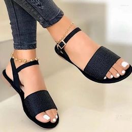 Sandals 2024 Summer Flats Women's Ankle Strap Casual Roman Shoes Ladies Open Toe Gladiator Fashion Female Zapatos