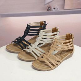 Sandals Platform For Women Closed Toe Summer Fashion Casual Roman Style Wedge Heel Beach Rhinestone Thong