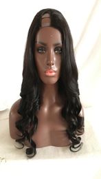 Unprocessed Brazilian Virgin Human Hair U Part Wigs Natural Wave Human Hair Wigs Middle Side Upart Wavy None Lace Wig for Black Wo3333393