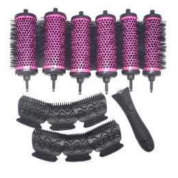 Tools Detachable Handle Hair Roller Brush with Positioning Clips Aluminum Ceramic Barrel Curler Comb Hairdresser