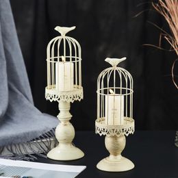 Retro Kuş Kafesi Candle Tutucu Vintage Metal Şamdan Düğünler Tablolar için Centerpieces Nordic Romantik Parti Ev Dekoru 240306