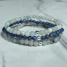 Link Bracelets MG2024 4 MM Kiwi Jasper Lapis Lazuli Amazonite Bracelet Set Womens Mini Gemstone Wrist Mala Jewellery