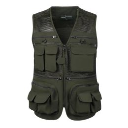 Vests L7XL New Male Casual Summer Big Size Sleeveless Vest Men Photograph Waistcoat Mesh Fishing Travel Outdoor Multi Pocket Zipper