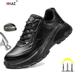 Boots HKAZ Men Boots Women Work Boots Breathable PunctureProof Safety Shoes Steel Toe Shoes Security Protective Shoes Indestructible