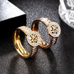 Luxury Womens Flower Design14K Gold Ring Square Rhinestones Crystal Rings For Women Men Couple Wedding Jewellery Gift