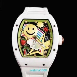 Ladies Watch RM Watch Lastest Watch Mechanical Watch for Men Classic Barrel Tonneau Male Clock RM 88 Smiley Rubber Strap Wristwatch Ceramic Fashion Chronograph 43MM