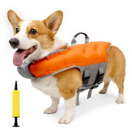 Dog Apparel Life Jacket For Inflatable Super Buoyancy Vest With Free Air Pump Preserver Safety Swimsuit Beach Pool