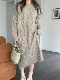 Casual Dresses Alien Kitty Stylish Sweaters Straight Dress Women Vintage Warm 2024 Chic Gentle OL Loose Winter Knitted Thicken