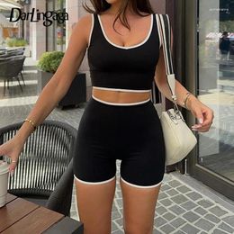 Women's Tracksuits Streetwear Casual Stripe Stitched Fitness Summer Two Pieces Set Tracksuit Sportswear Tank Top Shorts Gym Yoga