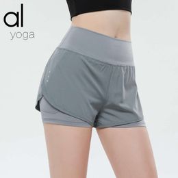 2024Aloyoga Summer New Yoga With Anti Glare Side Pockets For Breathability, Quick Drying, Loose Fitting, Casual Sports, Fitness, And Vacation. Two Pieces