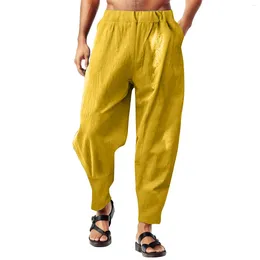 Men's Pants Daily Solid Color Side Pockets Elastic Waist Man Trousers Men Casual Y2k Clothing Long Gym Work Pantalones Street