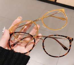 Fashion Round Women Glasses Frame Vintage Clear Lens Eyewear Men Optical Leopard Green Eyeglasses Frame sunglasses8190886