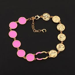2024 Luxury quality charm round shape choker pendant necklace with black and fuchsian design brooch