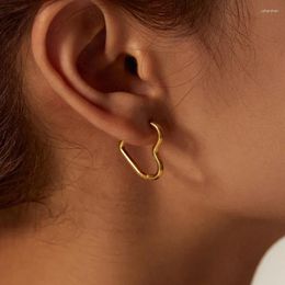 Hoop Earrings Minimalist Gold Colour Stainless Steel Heart For Women Girl Simple Punk Piercing Korean Jewellery