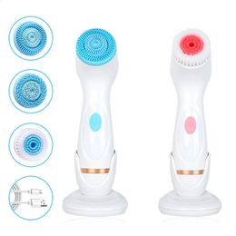 Cleansing Brush 3 Heads Sonic Spin Set Galvanica System For Skin Deep Cleaning Remove Blackhead Machine 240228