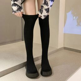 Boots 2023 Autumn Winter Women Platform Over The Knee Boots Ladies Stretch Knitted Socks Long Boots SlipOn Thick Bottom Shoes Woman