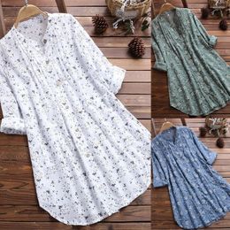 Women's Blouses Women Loose Long Sleeve Shirt Casual Tunic Tops Vintage Cotton And Linen Button Elegant Blouse Streetwear Chemise