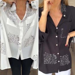 Women's Blouses Casual Long-sleeve Blouse Irregular Mid-length Tops Stylish Spring Shirt With Letter Print For Spring/autumn Women