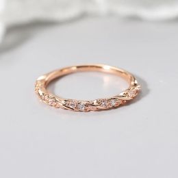 Slim Engagement Ring For Women Simple Micro Zircon White 14K Rose Gold Dainty Ring Wedding Gifts Fashion Jewellery