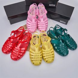 Sandals Summer 2023 New Melissas Women's Rome Sandals Fashion Ladies Flat Heel Jelly Shoes Adult Girls Casual Sandals