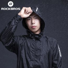 ROCKBROS Cycling Waterproof Jacket Men Breathable Reflective Hooded Raincoat Waterproof Outdoor Sport Windbreaker European Size 240312