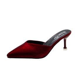 HBP Non-Brand wholesale high quality red stiletto heels cheap fashion ladies heels slippers and heels sandal