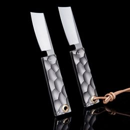 A5025 High End Pocket Folding Knife D2 Satin Razor Blade CNC TC4 Titanium Alloy Handle Outdoor Camping Hiking Fishing EDC Pocket Knives