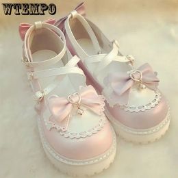 Pumps WTEMPO Summer Lolita Sweet Sandals Women Japanese Style Bow Kawaii Chic Mary Janes Shoes Round Toe Shoes Wholesale Dropshipping