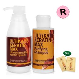 Sets Brazil 300ml Keratin 12% Formalin Hair Treatment for Damaged Curly Hair+100ml Purifying+free Gift