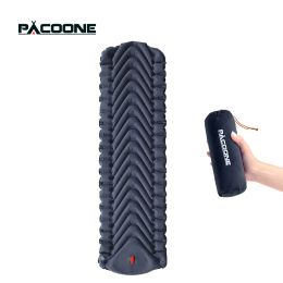 Mat PACOONE Outdoor Camping Inflatable Mattress with Pillows Travel Mat Folding Bed Ultralight Sleep Pad Air Cushion Hiking Trekking