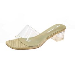 HBP Non-Brand wholesale gold low heel block heel sandals for women transparent heeled sandals for ladies