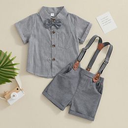 Clothing Sets CitgeeSummer Kids Toddler Boy Gentleman Set Stripe Pattern Short Sleeve Shirt Suspender Shorts Outfit Clothes