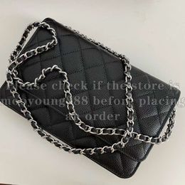 10A 12A Upgrade Mirror Quality Classic Wallet On Chain Bags Mini 19cm Flap Quilted Black Purse Women Genuine Leather Caviar Lambskin Handbags Crossbody Shoulder Box