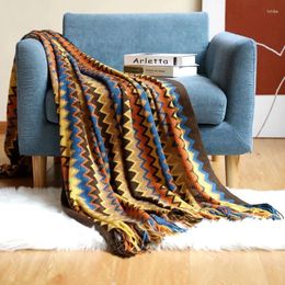 Blankets Cobija Cobertor Tent Hiking Quilt Throw For Beds Geometric Warm Knitted Bedspread Picnic Blanket