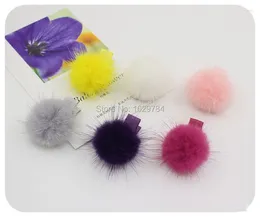 Hair Accessories Boutique 20pcs Fashion Cute Fur Ball Pom Hairpins Solid Kawaii Clips Princess Headwear