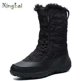 HBP Non-Brand Trendy Comfortable Calf Boots Non-slip Long Fluffy Womens Boots Warm Waterproof Snow Boots Casual Shoes in Winter