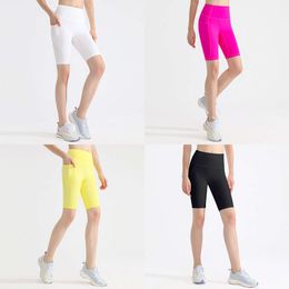 2024Aloyoga Women Summer New Sports Peach Hip Women's 5-Point Fitness Nude Yoga High Waist Lifting Hips Wearing Cycling Brand Movement