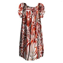 Party Dresses Summer Short Sleeve Dress Women's Skirt Puff Design Art Papua Guinea Pattern Printed Casual Holiday Style