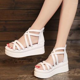 Sandals Summer Wedge Muffin With Cool Boots Cross Strap Roman For Women C1255