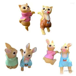 Garden Decorations 2x Rabbits Figurines Hanging Animal Statue Pots Climbing Sculpture Ornaments