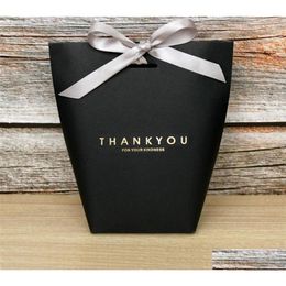 Gift Wrap Thank You Bag Kraft Paper Black White 3 Colors Candy Jewelry Toy Packing Box Festival Present Storage High Qualit Homefavor Dhsme