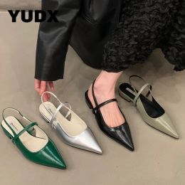 Sandals Pointed Toe Dress Sandals New Women Summer 2023 Elegant Ladies Fashion Flats Elastic Band Female Shoes Chic Design Spring Party