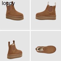 Kadınlar F23 Neumel Platform Chelsea Boots Ayakkabı Kestane Siyah Chelsea Tasarımcı Düz ​​Kar Boot Kış Comfprt Kadın Bootie Putdoor Spor Sezunları