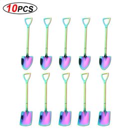 10Pcs Shovel Spoons Stainless Steel TeaSpoons Creative gold Scoop Coffee spoon For Kitchen Ice cream Dessert Spoon Cutlery set 240313