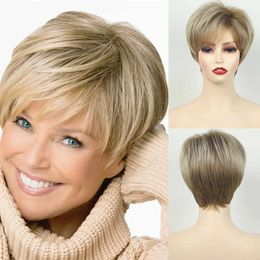 Synthetic Wigs European and American Womens Hair Short Wigs Puffy Chemical Fibre Fashion Head Cover with Bangs 240328 240327