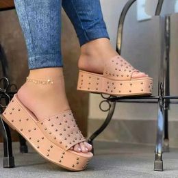 HBP Non-Brand platform high heeled sandals Hot Pink Studded To Perfection Platforms chunky heeled sandals