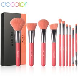 Docolor Makeup Brushes Set 10Pcs Eye Face Cosmetic Foundation Powder Blush Eyeshadow Kabuki Blending Make up Brush Beauty Tools 240311