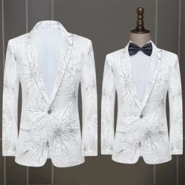 Jackets Performance Clothing Male Singer Adult Sequins Stage Dance Host Dress Suit Coat