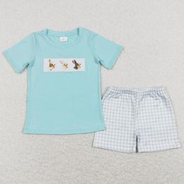 Clothing Sets Wholesale Baby Boys Clothes Short Sleeve Shorts Easter Embroidery Boutique Kids Spring Outfits