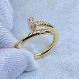 screw carter rings nail quality ring for women fashionable personalized minimalist versatile niche design feel with zircon open VWM2